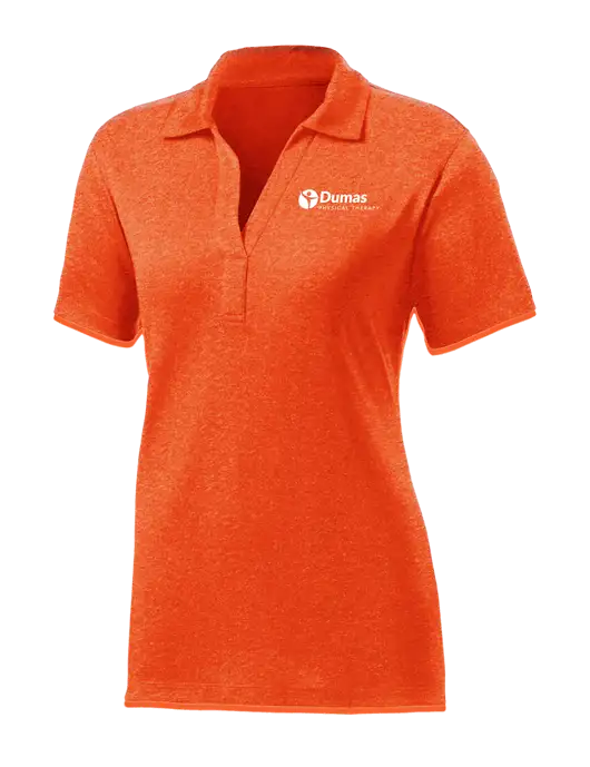 Womens Orange Heather Contender Polo w/Dumas Logo