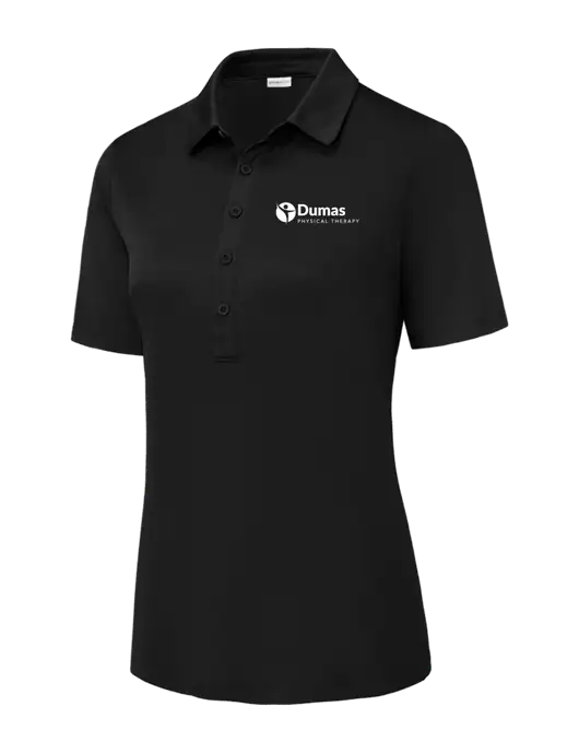 Black Womens Posi-UV Pro Polo w/Dumas Logo