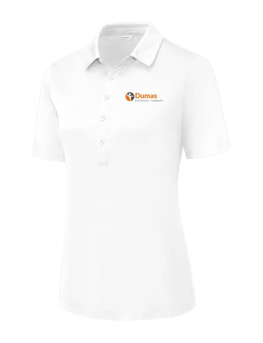 White Womens Posi-UV Pro Polo w/Dumas Logo