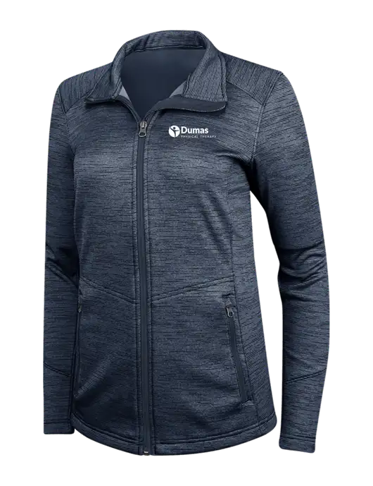 Navy Womens Digi Stripe Fleece Jacket w/Dumas Logo