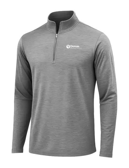 Dark Grey Heather Posicharge Tri-Blend Wicking 1/4 Zip Pullover w/Dumas Logo