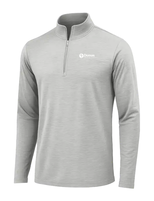 Light Grey Heather Posicharge Tri-Blend Wicking 1/4 Zip Pullover w/Dumas Logo