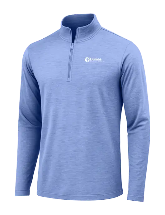 True Royal Heather Posicharge Tri-Blend Wicking 1/4 Zip Pullover w/Dumas Logo