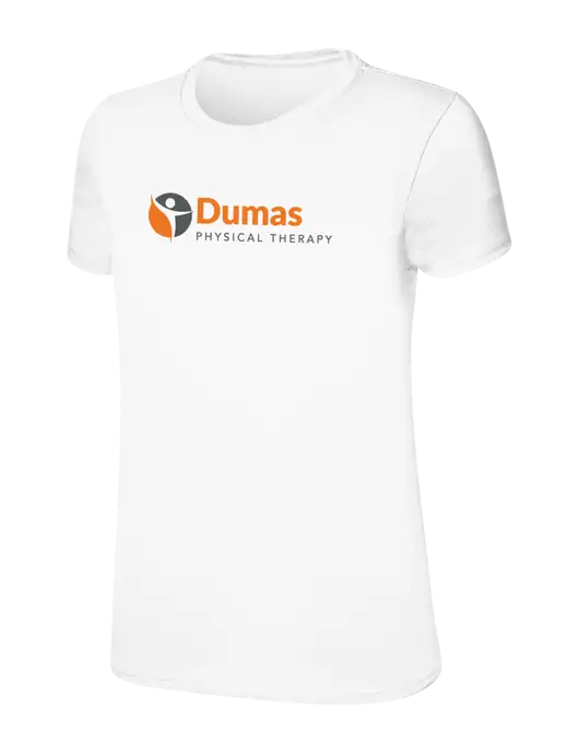 Womens Ring Spun White 4.5 oz T-Shirt w/Dumas Logo