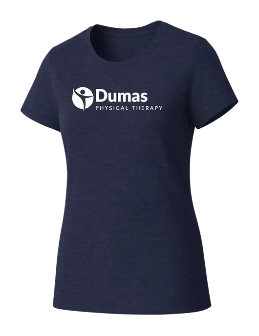 Womens Seriously Soft Heathered Navy T-Shirt w/Dumas Logo
