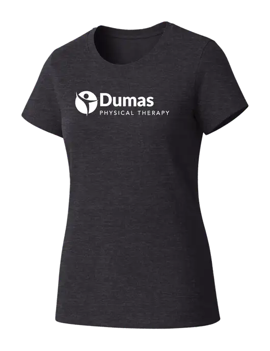 Womens Seriously Soft Heathered Charcoal T-Shirt w/Dumas Logo