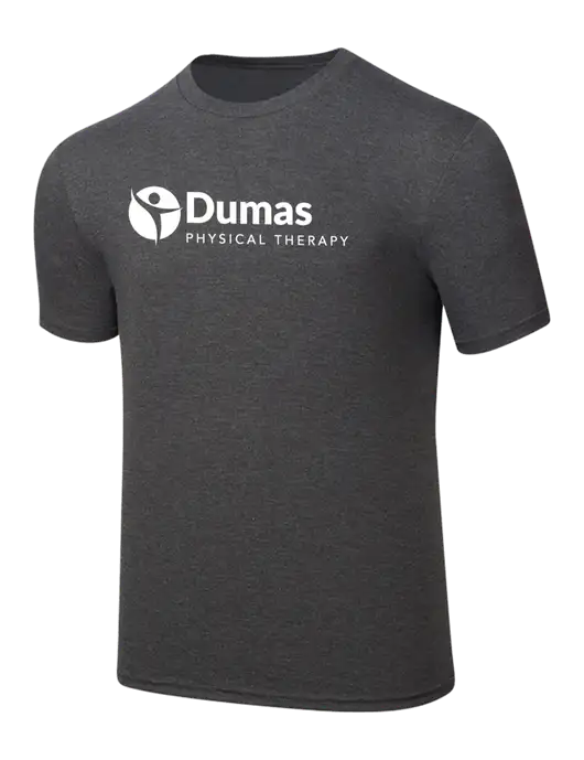 Simply Soft Heathered Charcoal 4.5oz  Poly/Combed Ring Spun Cotton T-Shirt w/Dumas Logo