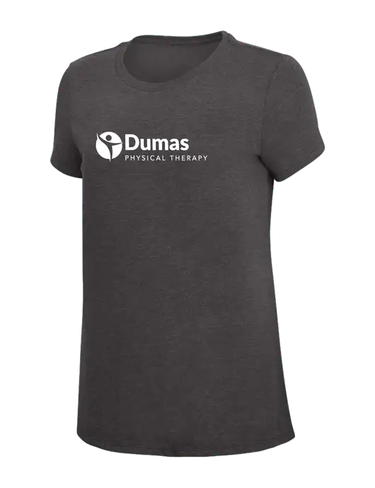 Womens Simply Soft Heather Charcoal 4.5oz  Poly/Combed Ring Spun Cotton T-Shirt w/Dumas Logo