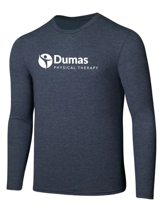 Seriously Soft Heathered Navy Long Sleeve T-Shirt w/Dumas Logo