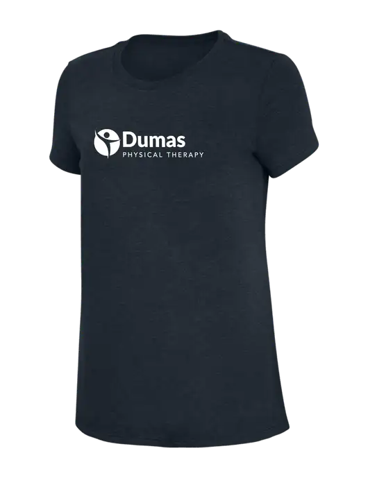 Womens Simply Soft Navy 4.5oz Poly/Combed Ring Spun Cotton T-Shirt w/Dumas Logo