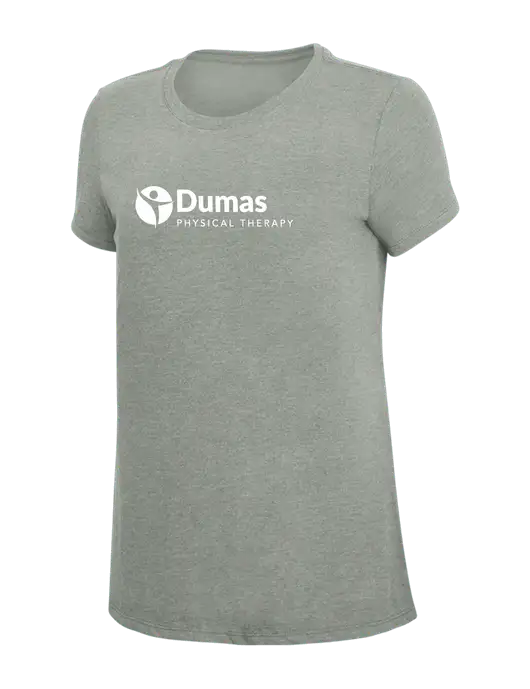 Womens Simply Soft Grey Frost 4.5oz  Poly/Combed Ring Spun Cotton T-Shirt w/Dumas Logo