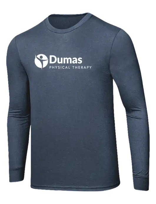 Simply Soft Long Sleeve Navy Frost 4.5 oz, Poly/Combed Ring Spun Cotton T-Shirt w/Dumas Logo
