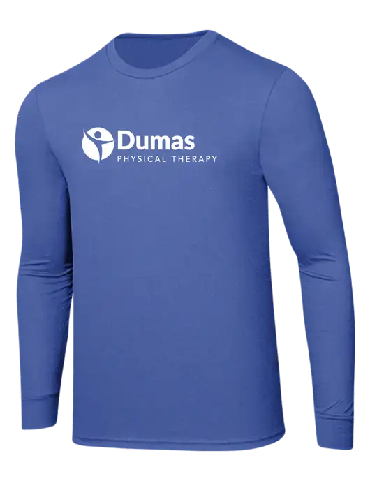 Simply Soft Long Sleeve Royal Frost 4.5 oz, Poly/Combed Ring Spun Cotton T-Shirt w/Dumas Logo
