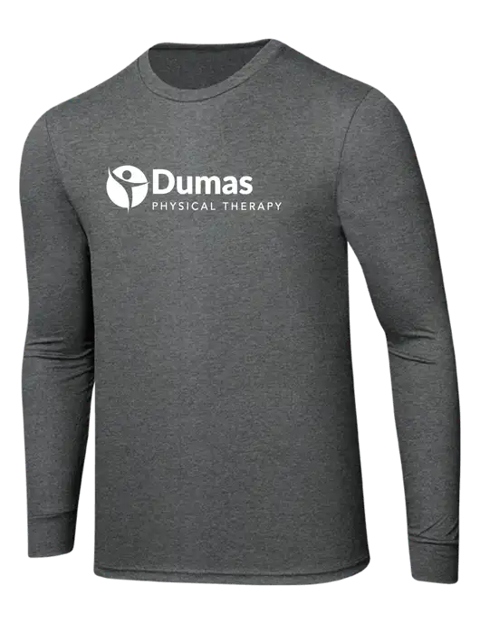 Simply Soft Long Sleeve Medium Grey Frost 4.5 oz, Poly/Combed Ring Spun Cotton T-Shirt w/Dumas Logo