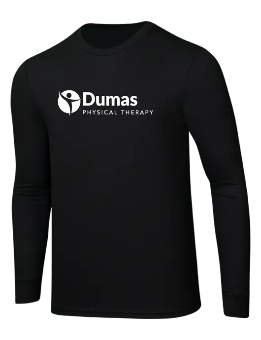 Simply Soft Long Sleeve Black 4.5 oz, Poly/Combed Ring Spun Cotton T-Shirt w/Dumas Logo
