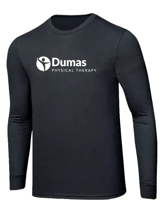 Simply Soft Long Sleeve Black Frost 4.5 oz, Poly/Combed Ring Spun Cotton T-Shirt w/Dumas Logo