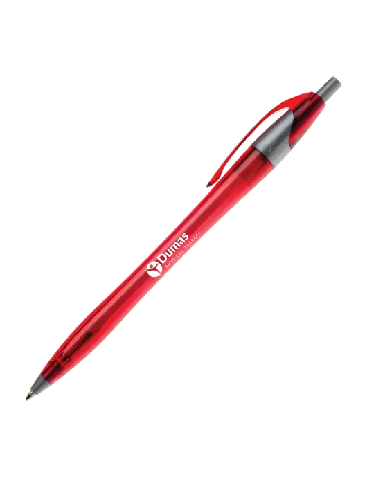 Novella Translucent Red/Silver Jewel Pen - Blue Ink w/Dumas Logo