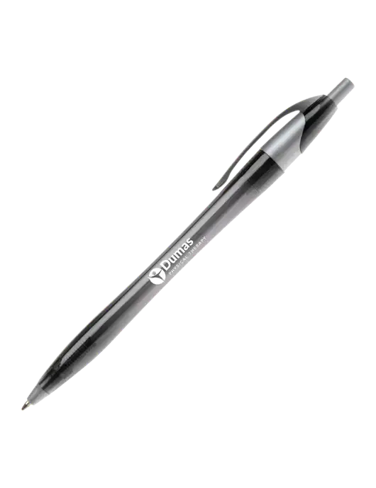 Novella Translucent Black/Silver Jewel Pen - Blue Ink w/Dumas Logo