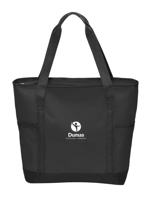 On the Go Black/Black Tote w/Dumas Logo