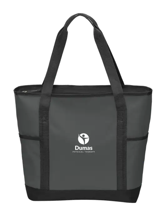 On the Go Charcoal/Black Tote  w/Dumas Logo