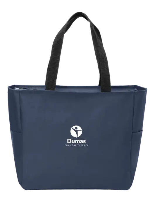 Everyday Navy Zip Tote  w/Dumas Logo
