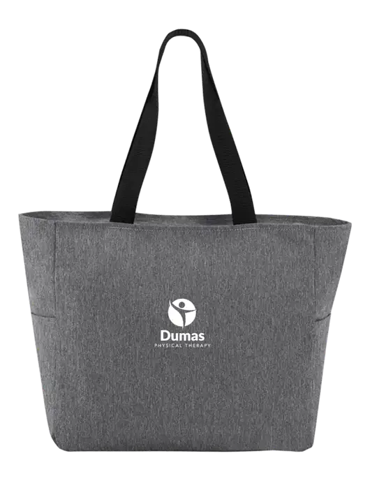 Everyday Heather Grey Zip Tote  w/Dumas Logo