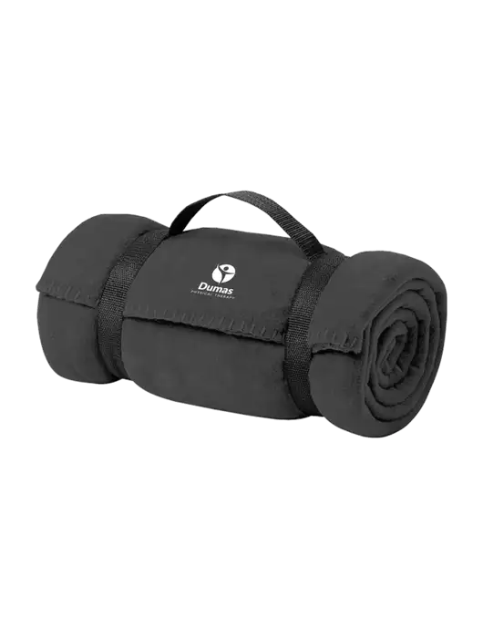 Casual Midnight Heather Fleece Blanket With Strap w/Dumas Logo