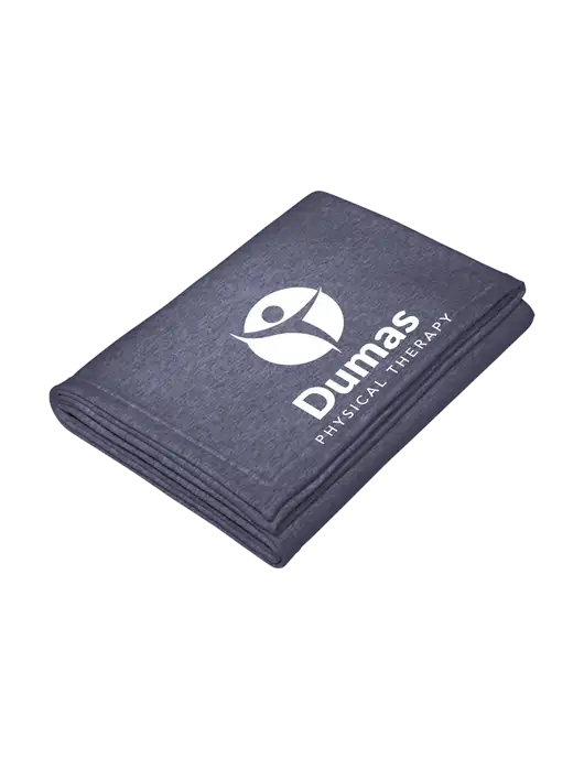 Core Heather Navy Fleece Sweatshirt Blanket w/Dumas Logo