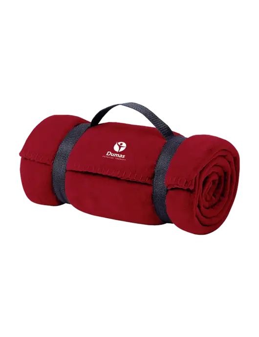 Casual Red Fleece Blanket With Strap w/Dumas Logo