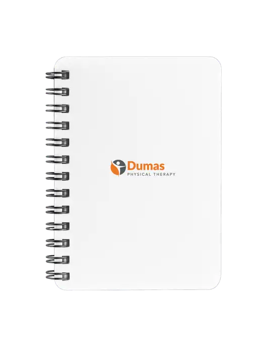 Sturdy White Hardcover Notebook, 5.25 x 7 w/Dumas Logo