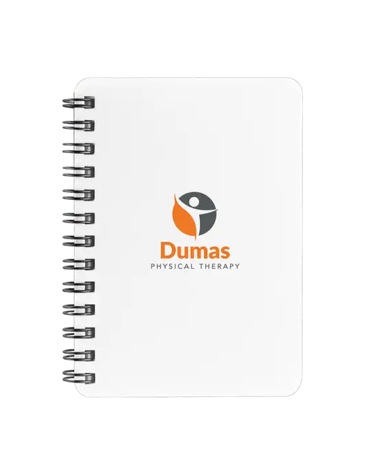 Sturdy White Hardcover Notebook, 5.25 x 7 w/Dumas Logo