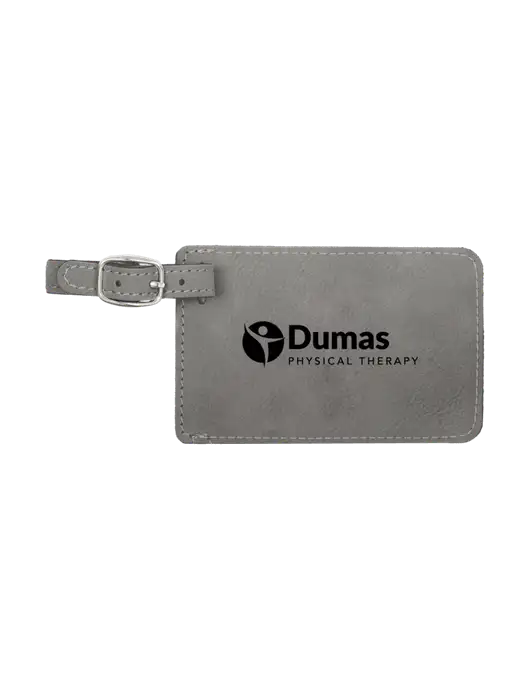 Grey Leatherette Luggage Tag w/Dumas Logo