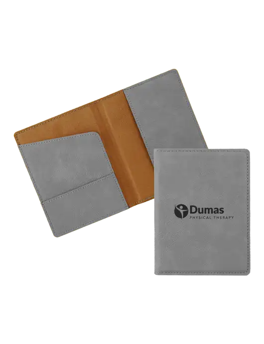 Grey Leatherette Passport Holder w/Dumas Logo