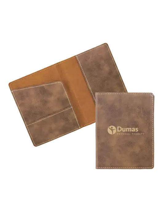 Rustic Leatherette Passport Holder w/Dumas Logo