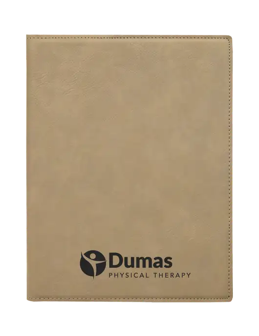 Tan Leatherette 7 x 9 Portfolio with Notepad w/Dumas Logo