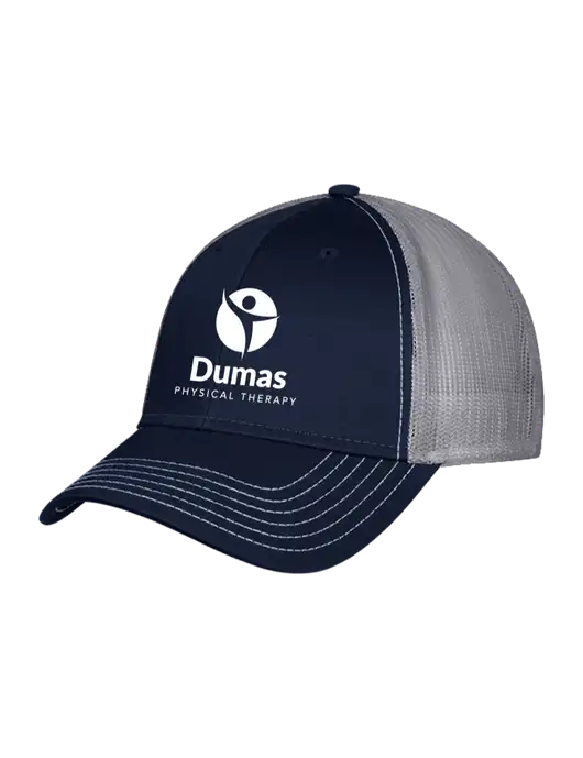 Navy & Grey Mesh Trucker Cap Snap Back w/Dumas Logo