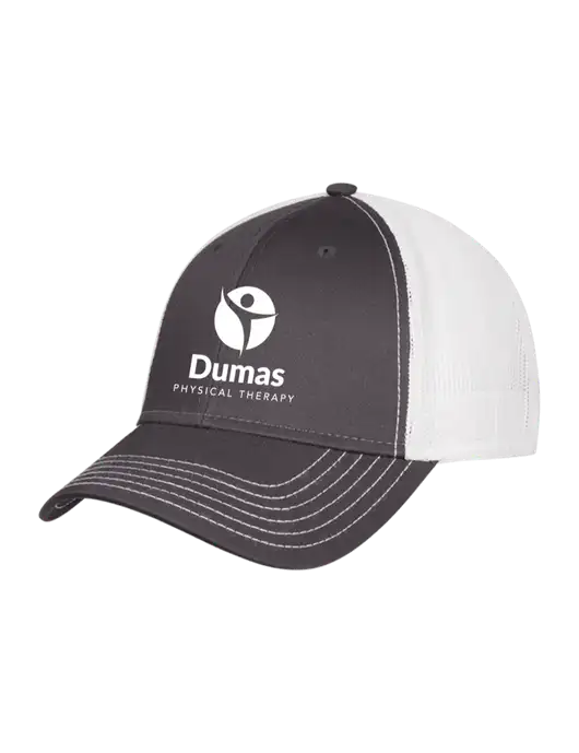 Dark Grey/White Mesh Trucker Cap Snap Back w/Dumas Logo