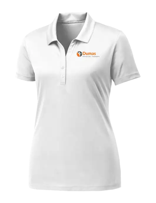 Womens White PosiCharge Competitor Polo w/Dumas Logo