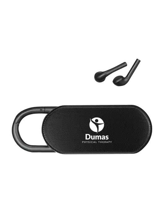 Clip Buddies Black Speaker & Ear Buds w/Dumas Logo