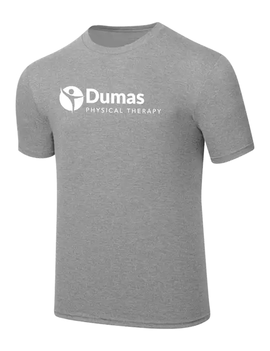 Simply Soft Heathered Light Grey 4.5oz  Poly/Combed Ring Spun Cotton T-Shirt w/Dumas Logo