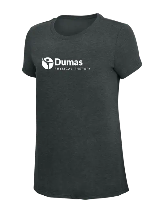 Womens Simply Soft Black Frost 4.5oz Poly/Combed Ring Spun Cotton T-Shirt w/Dumas Logo