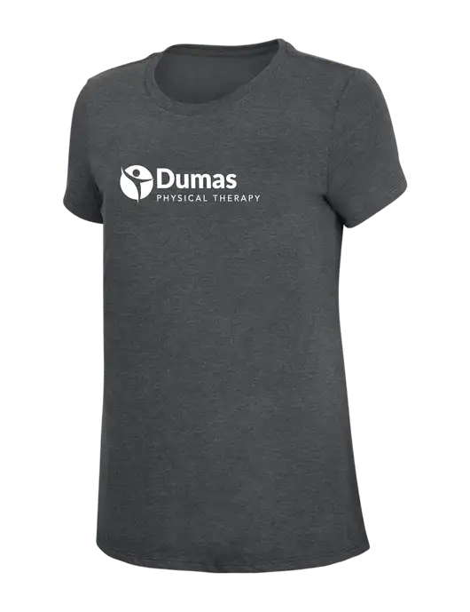 Womens Simply Soft Charcoal 4.5oz Poly/Combed Ring Spun Cotton T-Shirt w/Dumas Logo