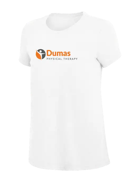 Womens Simply Soft White 4.5oz Poly/Combed Ring Spun Cotton T-Shirt
 w/Dumas Logo