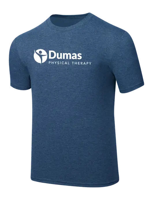Simply Soft Heathered Navy 4.5oz  Poly/Combed Ring Spun Cotton T-Shirt w/Dumas Logo