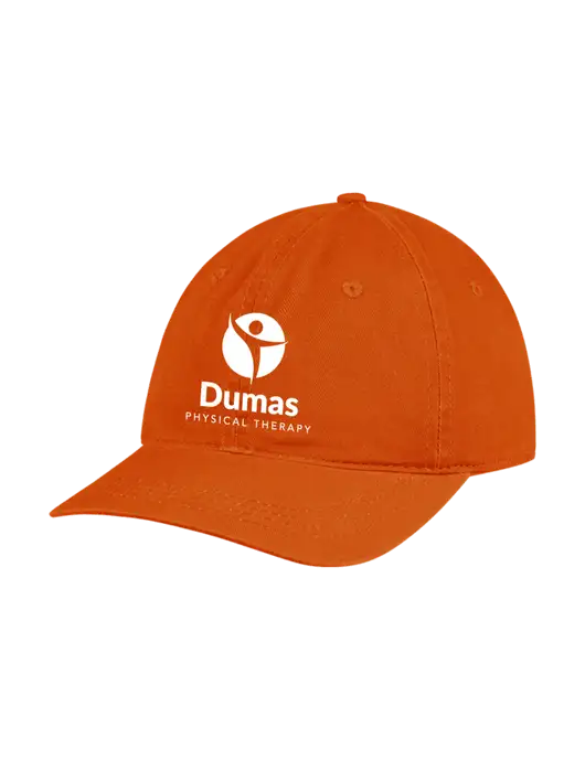 Garment Washed Unstructured Twill Orange Cap w/Dumas Logo