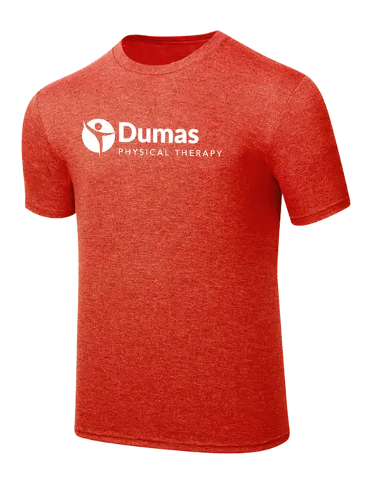 Simply Soft Dark Orange Heathered 4.5oz  Poly/Combed Ring Spun Cotton T-Shirt w/Dumas Logo