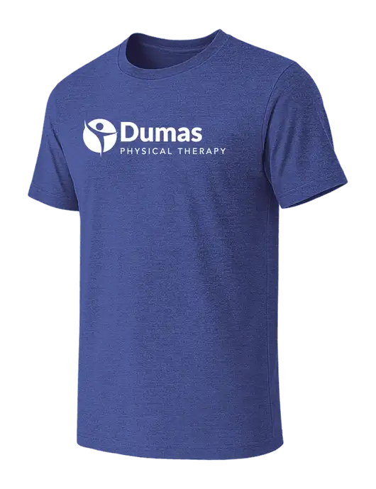 BELLA+CANVAS Heather Royal CVC Short Sleeve Tee w/Dumas Logo