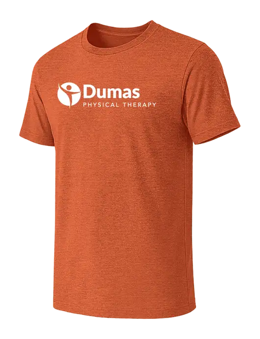 BELLA+CANVAS Heather Orange CVC Short Sleeve Tee w/Dumas Logo