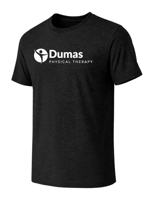 BELLA+CANVAS Black Heather CVC Short Sleeve Tee w/Dumas Logo
