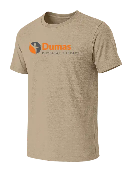 BELLA+CANVAS Heather Tan CVC Short Sleeve Tee w/Dumas Logo